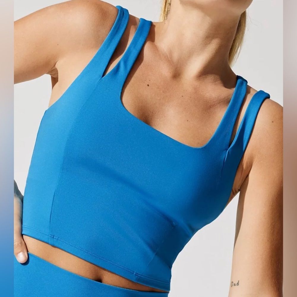 Carbon38 x Eleven Venus Williams Split Strap Corset Tank in Sky Aqua Medium